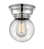 623-1F-PC-G204-6 1-Light 6.25" Polished Chrome Flush Mount - Seedy Beacon Glass - LED Bulb - Dimmensions: 6.25 x 6.25 x 7.15 - Sloped Ceiling Compatible: No