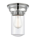 623-1F-PC-G312 1-Light 6.25" Polished Chrome Flush Mount - Clear Dover Glass - LED Bulb - Dimmensions: 6.25 x 6.25 x 7.9 - Sloped Ceiling Compatible: No