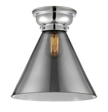 623-1F-PC-G43-L 1-Light 12" Polished Chrome Flush Mount - Plated Smoke Cone 12" Glass - LED Bulb - Dimmensions: 12 x 12 x 11.4 - Sloped Ceiling Compatible: No