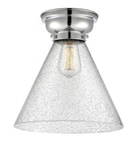 623-1F-PC-G44-L 1-Light 12" Polished Chrome Flush Mount - Seedy Cone 12" Glass - LED Bulb - Dimmensions: 12 x 12 x 11.4 - Sloped Ceiling Compatible: No