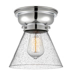 623-1F-PC-G44 1-Light 7.75" Polished Chrome Flush Mount - Seedy Large Cone Glass - LED Bulb - Dimmensions: 7.75 x 7.75 x 7.4 - Sloped Ceiling Compatible: No