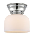 623-1F-PC-G71 1-Light 8" Polished Chrome Flush Mount - Matte White Cased Large Bell Glass - LED Bulb - Dimmensions: 8 x 8 x 7.875 - Sloped Ceiling Compatible: No