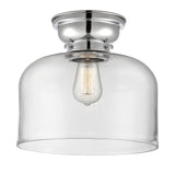 623-1F-PC-G72-L 1-Light 12" Polished Chrome Flush Mount - Clear X-Large Bell Glass - LED Bulb - Dimmensions: 12 x 12 x 9.4 - Sloped Ceiling Compatible: No