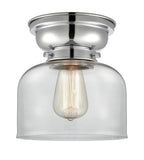 623-1F-PC-G72 1-Light 8" Polished Chrome Flush Mount - Clear Large Bell Glass - LED Bulb - Dimmensions: 8 x 8 x 7.875 - Sloped Ceiling Compatible: No