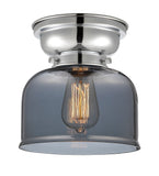 623-1F-PC-G73 1-Light 8" Polished Chrome Flush Mount - Plated Smoke Large Bell Glass - LED Bulb - Dimmensions: 8 x 8 x 7.875 - Sloped Ceiling Compatible: No