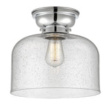 623-1F-PC-G74-L 1-Light 12" Polished Chrome Flush Mount - Seedy X-Large Bell Glass - LED Bulb - Dimmensions: 12 x 12 x 9.4 - Sloped Ceiling Compatible: No