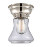 623-1F-PN-G192 1-Light 6.25" Polished Nickel Flush Mount - Clear Bellmont Glass - LED Bulb - Dimmensions: 6.25 x 6.25 x 7.65 - Sloped Ceiling Compatible: No
