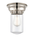 623-1F-PN-G312 1-Light 6.25" Polished Nickel Flush Mount - Clear Dover Glass - LED Bulb - Dimmensions: 6.25 x 6.25 x 7.9 - Sloped Ceiling Compatible: No