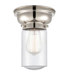 623-1F-PN-G314 1-Light 6.25" Polished Nickel Flush Mount - Seedy Dover Glass - LED Bulb - Dimmensions: 6.25 x 6.25 x 7.9 - Sloped Ceiling Compatible: No