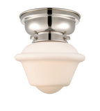 623-1F-PN-G531 1-Light 7.5" Polished Nickel Flush Mount - Matte White Cased Small Oxford Glass - LED Bulb - Dimmensions: 7.5 x 7.5 x 7.15 - Sloped Ceiling Compatible: No