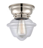 623-1F-PN-G532 1-Light 7.5" Polished Nickel Flush Mount - Clear Small Oxford Glass - LED Bulb - Dimmensions: 7.5 x 7.5 x 7.15 - Sloped Ceiling Compatible: No