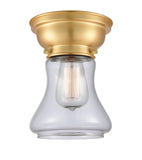 623-1F-SG-G192 1-Light 6.25" Satin Gold Flush Mount - Clear Bellmont Glass - LED Bulb - Dimmensions: 6.25 x 6.25 x 7.65 - Sloped Ceiling Compatible: No