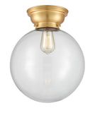 623-1F-SG-G202-12 1-Light 12" Satin Gold Flush Mount - Clear Beacon Glass - LED Bulb - Dimmensions: 12 x 12 x 13.15 - Sloped Ceiling Compatible: No