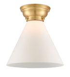 623-1F-SG-G41-L 1-Light 12" Satin Gold Flush Mount - Matte White Cased Cone 12" Glass - LED Bulb - Dimmensions: 12 x 12 x 11.4 - Sloped Ceiling Compatible: No