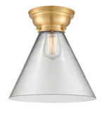 623-1F-SG-G42-L 1-Light 12" Satin Gold Flush Mount - Clear Cone 12" Glass - LED Bulb - Dimmensions: 12 x 12 x 11.4 - Sloped Ceiling Compatible: No