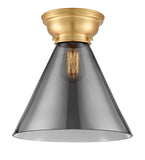 623-1F-SG-G43-L 1-Light 12" Satin Gold Flush Mount - Plated Smoke Cone 12" Glass - LED Bulb - Dimmensions: 12 x 12 x 11.4 - Sloped Ceiling Compatible: No