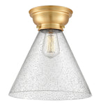 623-1F-SG-G44-L 1-Light 12" Satin Gold Flush Mount - Seedy Cone 12" Glass - LED Bulb - Dimmensions: 12 x 12 x 11.4 - Sloped Ceiling Compatible: No