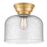 623-1F-SG-G74-L 1-Light 12" Satin Gold Flush Mount - Seedy X-Large Bell Glass - LED Bulb - Dimmensions: 12 x 12 x 9.4 - Sloped Ceiling Compatible: No