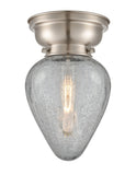 623-1F-SN-G165 1-Light 6.5" Brushed Satin Nickel Flush Mount - Clear Crackle Geneseo Glass - LED Bulb - Dimmensions: 6.5 x 6.5 x 10.15 - Sloped Ceiling Compatible: No