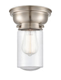 623-1F-SN-G314 1-Light 6.25" Brushed Satin Nickel Flush Mount - Seedy Dover Glass - LED Bulb - Dimmensions: 6.25 x 6.25 x 7.9 - Sloped Ceiling Compatible: No