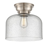 623-1F-SN-G74-L 1-Light 12" Brushed Satin Nickel Flush Mount - Seedy X-Large Bell Glass - LED Bulb - Dimmensions: 12 x 12 x 9.4 - Sloped Ceiling Compatible: No