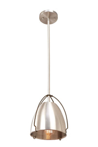 Stem Hung 9" Black/Satin Nickel Mini Pendant - Brushed Satin Nickel Rani Metal Shade - LED Bulb - Incandesent Or LED Bulbs