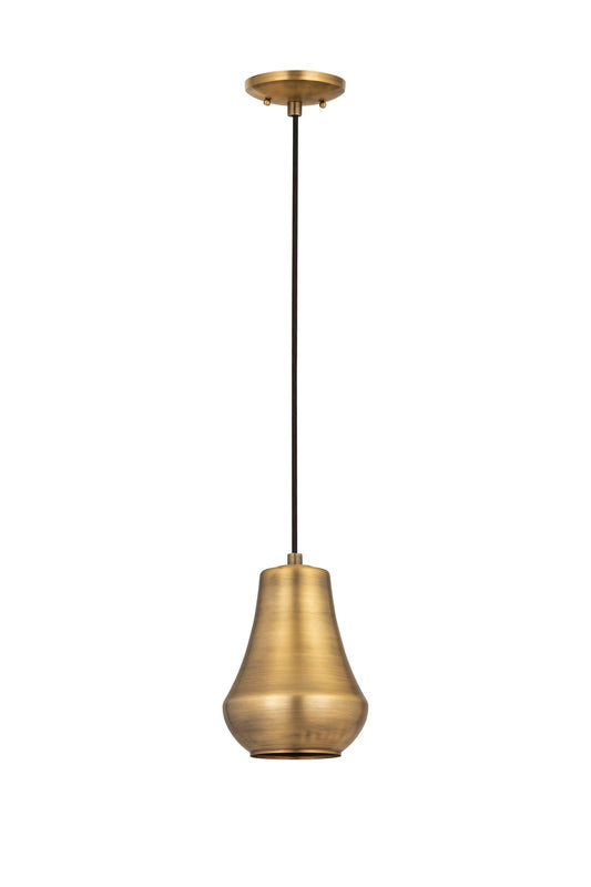 654-1P-BB-7 Cord Hung 7" Brushed Brass Mini Pendant - Brushed Brass Hartford Shade - LED Bulb - Dimmensions: 7 x 7 x 9.25<br>Minimum Height : 12.25<br>Maximum Height : 129.25 - Sloped Ceiling Compatible: Yes