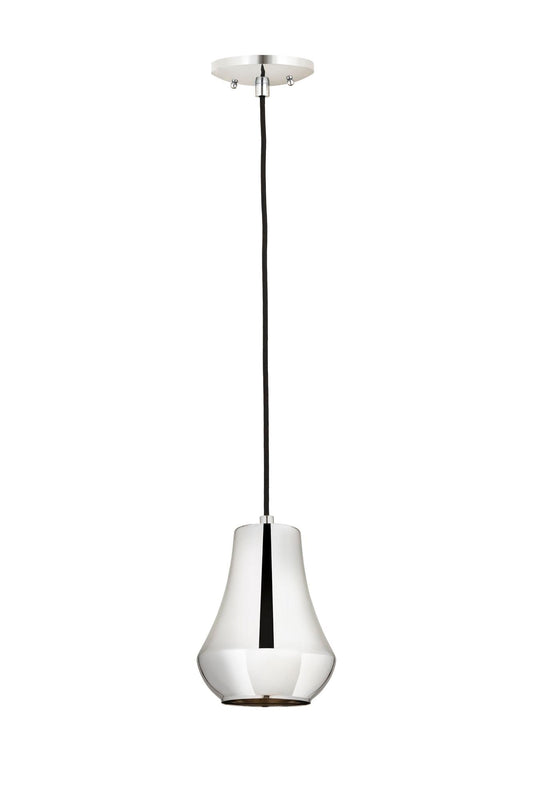 654-1P-PN-7 Cord Hung 7" Polished Nickel Mini Pendant - Polished Nickel Hartford Shade - LED Bulb - Dimmensions: 7 x 7 x 9.25<br>Minimum Height : 12.25<br>Maximum Height : 129.25 - Sloped Ceiling Compatible: Yes