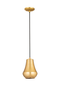 654-1P-SG-7 Cord Hung 7" Satin Gold Mini Pendant - Satin Gold Hartford Shade - LED Bulb - Dimmensions: 7 x 7 x 9.25<br>Minimum Height : 12.25<br>Maximum Height : 129.25 - Sloped Ceiling Compatible: Yes