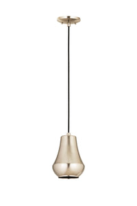 654-1P-SN-7 Cord Hung 7" Brushed Satin Nickel Mini Pendant - Brushed Satin Nickel Hartford Shade - LED Bulb - Dimmensions: 7 x 7 x 9.25<br>Minimum Height : 12.25<br>Maximum Height : 129.25 - Sloped Ceiling Compatible: Yes