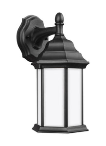 8338751-12 Generation Brands Sevier Black Small 1-Light Downlight Outdoor Wall Lantern Satin Etched-++-+-íGlass