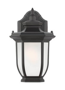 8436301-12 Generation Brands Childress Black Extra Small 1-Light Outdoor Wall Lantern Satin Etched-++-+-íGlass