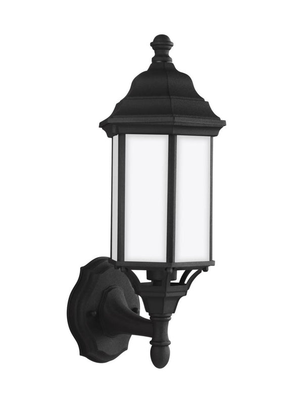 8538751-12 Generation Brands Sevier Black Small 1-Light Uplight Outdoor Wall Lantern Satin Etched-++-+-íGlass