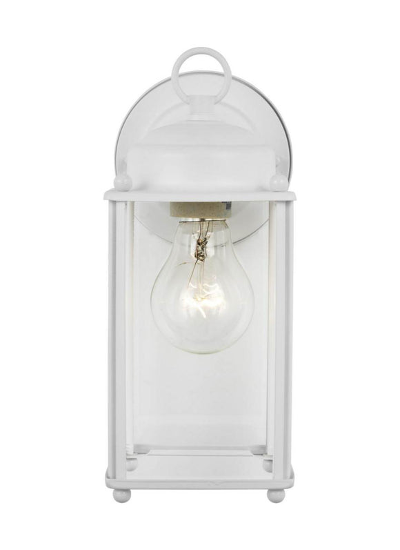 8593-15 Generation Brands New Castle White Large 1-Light Outdoor Wall Lantern Clear-++-+-íGlass