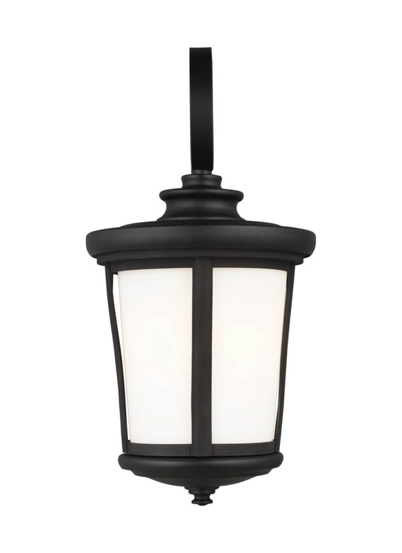 8619301-12 Generation Brands Eddington Black Medium 1-Light Outdoor Wall Lantern Cased Opal Etched-++-+-íGlass