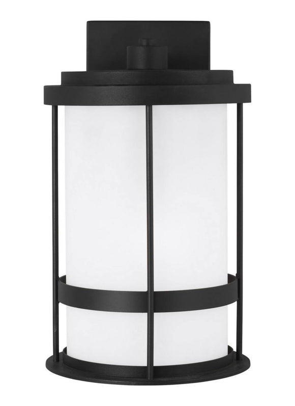 8690901D-12 Generation Brands Wilburn Black Medium 1-Light Outdoor Wall Lantern White-++-+-íAluminum