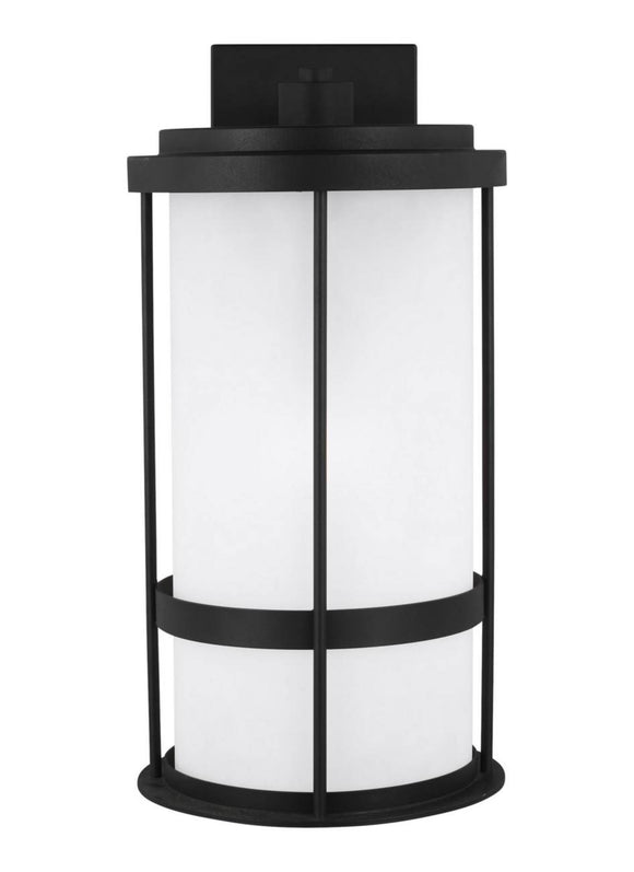 8790901D-12 Generation Brands Wilburn Black Large 1-Light Outdoor Wall Lantern White-++-+-íAluminum