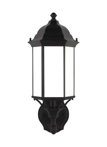 8838751-12 Generation Brands Sevier Black Medium 1-Light Uplight Outdoor Wall Lantern Satin Etched-++-+-íGlass
