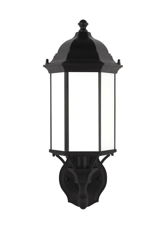 8838751-12 Generation Brands Sevier Black Medium 1-Light Uplight Outdoor Wall Lantern Satin Etched-++-+-íGlass