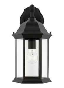 8938701-12 Generation Brands Sevier Black Medium 1-Light Downlight Outdoor Wall Lantern Clear-++-+-íGlass