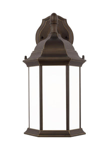 8938751-71 Generation Brands Sevier Antique Bronze Medium 1-Light Downlight Outdoor Wall Lantern Satin Etched-++-+-íGlass