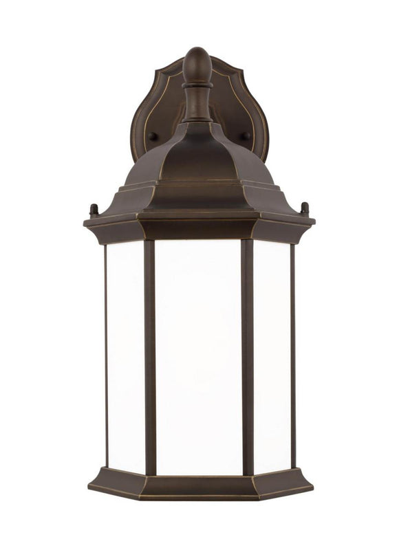 8938751-71 Generation Brands Sevier Antique Bronze Medium 1-Light Downlight Outdoor Wall Lantern Satin Etched-++-+-íGlass