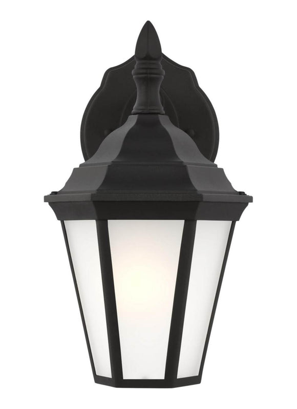 89937-12 Generation Brands Bakersville Black Small 1-Light Outdoor Wall Lantern Satin Etched-++-+-íGlass