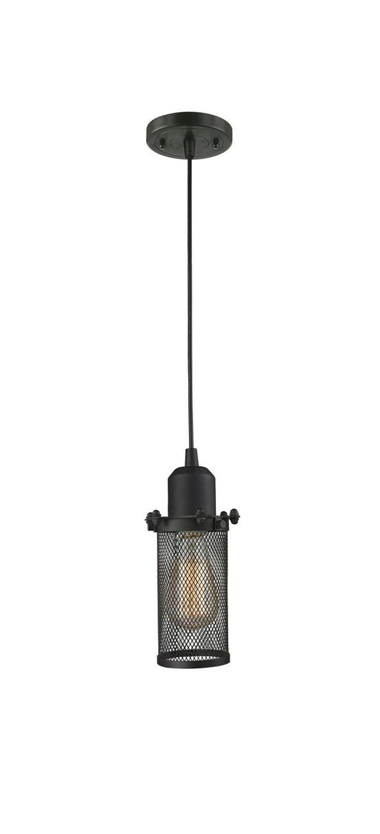 Cord Hung 4.5" Oil Rubbed Bronze Mini Pendant - Oil Rubbed Bronze Quincy Hall Shade - LED Bulb Included