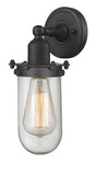 900-1W-BK-CE231-BK-CL 1-Light 4.5" Matte Black Sconce - Clear Centri Glass - LED Bulb - Dimmensions: 4.5 x 6 x 11.5 - Glass Up or Down: Yes