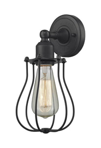 1-Light 5.5" Matte Black Sconce - Matte Black Muselet Metal Shade - Incandesent Or LED Bulbs