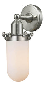 1-Light 4.5" Brushed Satin Nickel Sconce - Matte White Cased Centri Glass Shade - Incandesent Or LED Bulbs