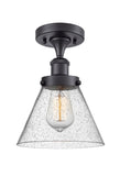 1-Light 8" Large Cone 1 Light Semi-Flush Mount - Cone Seedy Glass - Choice of Finish And Incandesent Or LED Bulbs