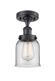 1-Light 5" Small Bell 1 Light Semi-Flush Mount - Bell-Urn Clear Glass - Choice of Finish And Incandesent Or LED Bulbs