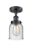 1-Light 5" Small Bell 1 Light Semi-Flush Mount - Bell-Urn Seedy Glass - Choice of Finish And Incandesent Or LED Bulbs